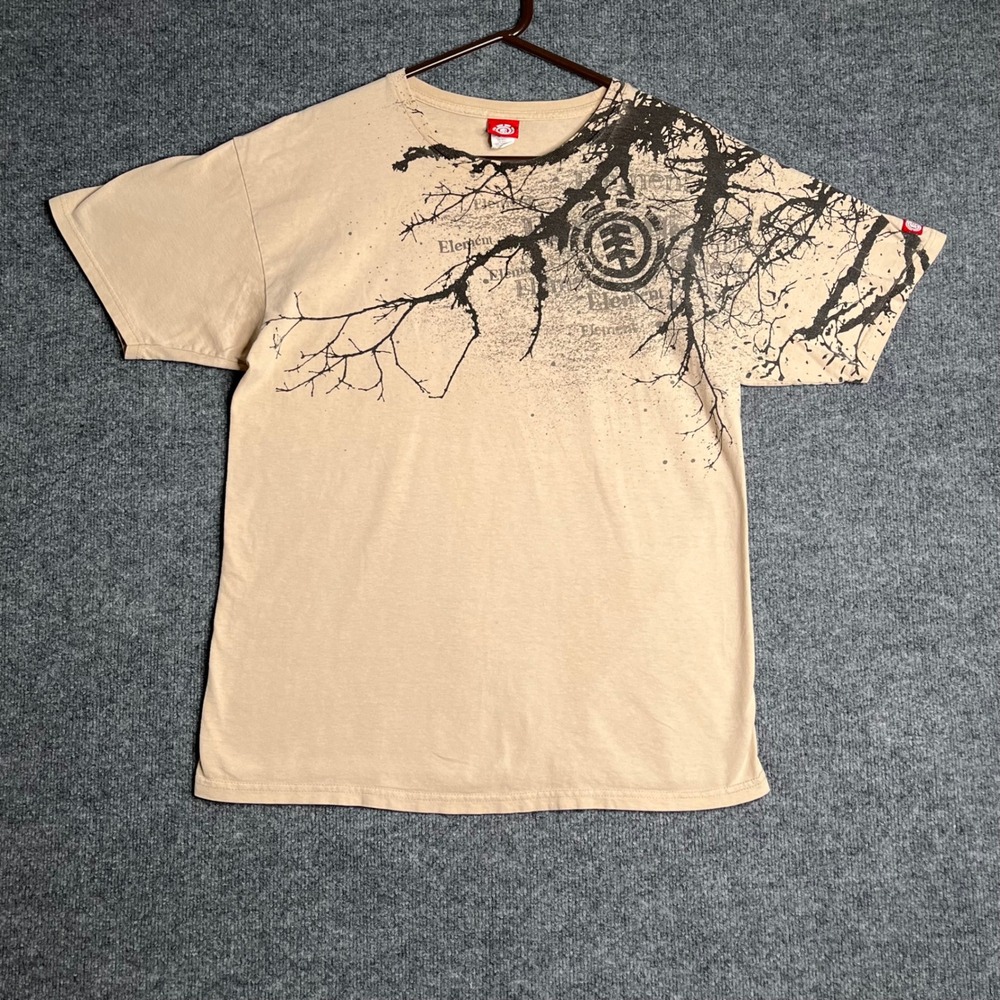 Vintage Y2K Element Skateboards Tree Branch Graphic T-Shirt Large Beige Cotton